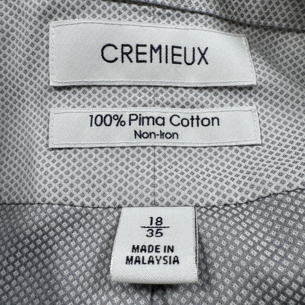 Cremieux Men's Dress Shirt 100% Pima Cotton‎ Non-Iron Grey Micro-Pattern 18 35 - Picture 5 of 6